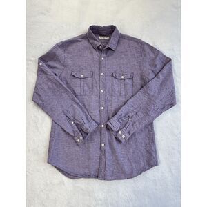 Express Linen/Cotton Blend Lilac Purple Roll Tap Button Up Shirt Size M, Classic